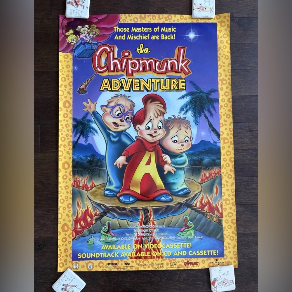 THE CHIPMUNK ADVENTURE ORIGINAL 1987 Video Store Affiche Promo VHS 27x40 ROLLED